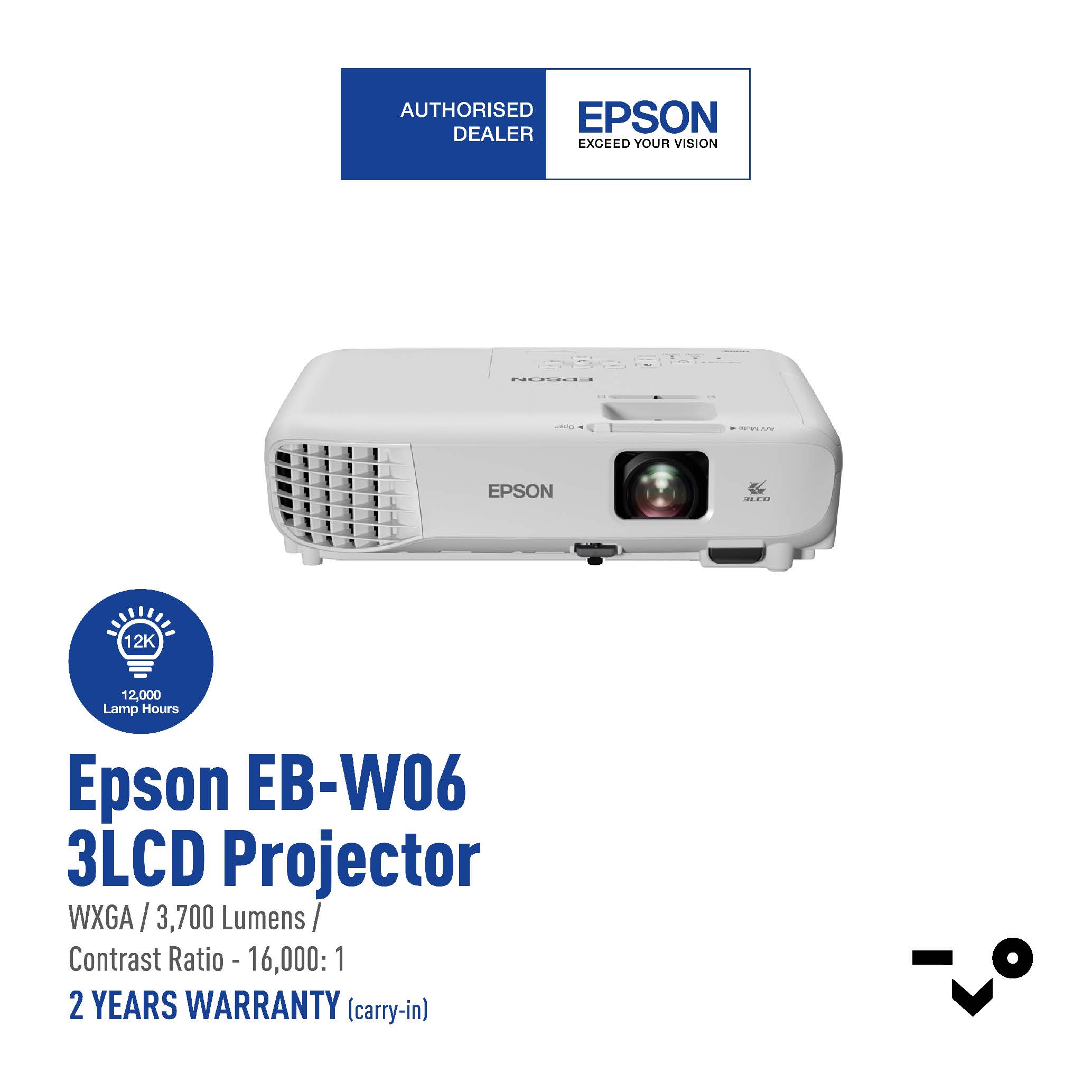 Epson EBW06 WXGA 3 LCD Classroom Projector